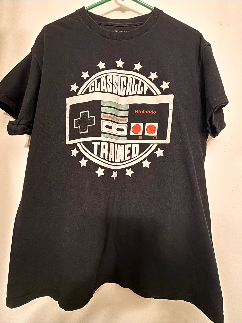 Nintendo Black Tee with Retro Controller Graphic